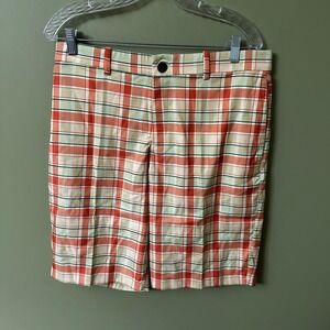 Nike Dri-FIT Flex Golf Shorts Mens Standard Fit‎ Plaid Orange Green Size 32
